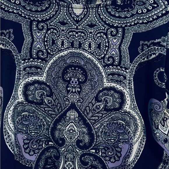 Alfani Black and White Paisley Top with Purple Accents - Picture 3 of 7